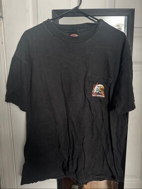 Harley-Davidson Black Short Sleeve Tee with Flaming Eagle Pocket Graphic
